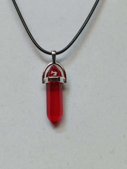 Bullet Shape Healing Stones with Black Paracord Necklace - Red Agate
