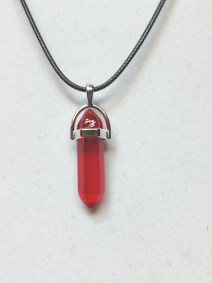 Bullet Shape Healing Stones with Black Paracord Necklace - Red Aventurine