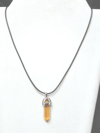 Bullet Shape Healing Stones with Black Paracord Necklace - Crystal Cooper