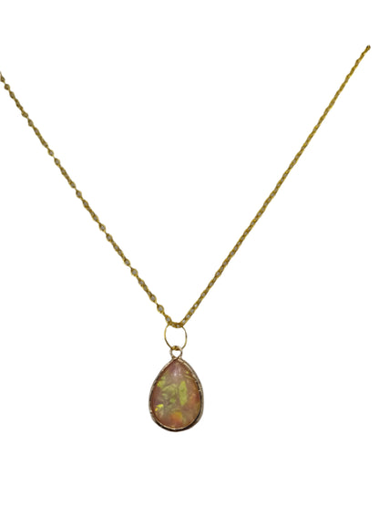 Fire Opal on Chain Necklace