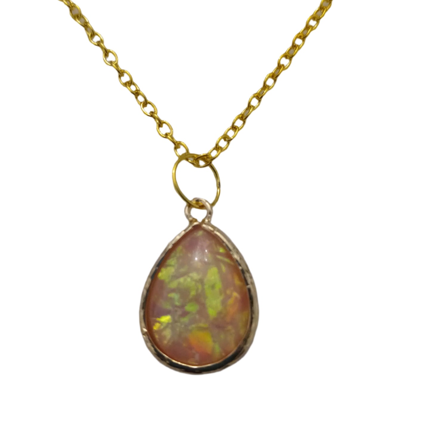 Fire Opal on Chain Necklace