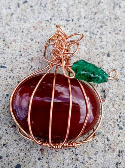 Red Agate Pumpkin Pendant
