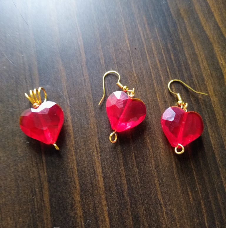 Heart Earrings & Pendant Set