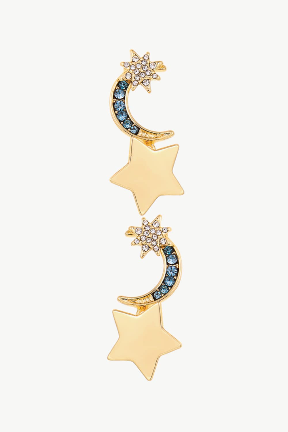 5-Pair Lasting Wish Inlaid Rhinestone Star and Moon Drop Earrings