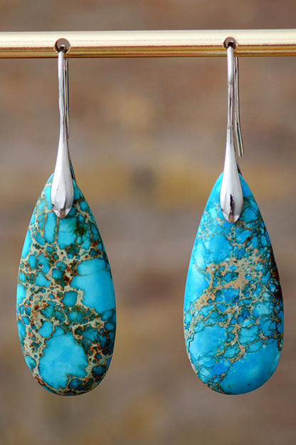 Handmade Teardrop Shape Natural Stone Dangle Earrings