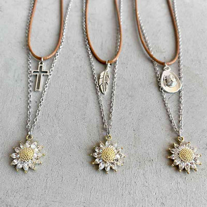 Sunflower Pendant Necklace Set