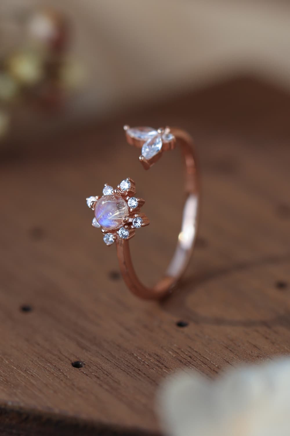 Moonstone 18K Rose Gold-Plated Open Ring