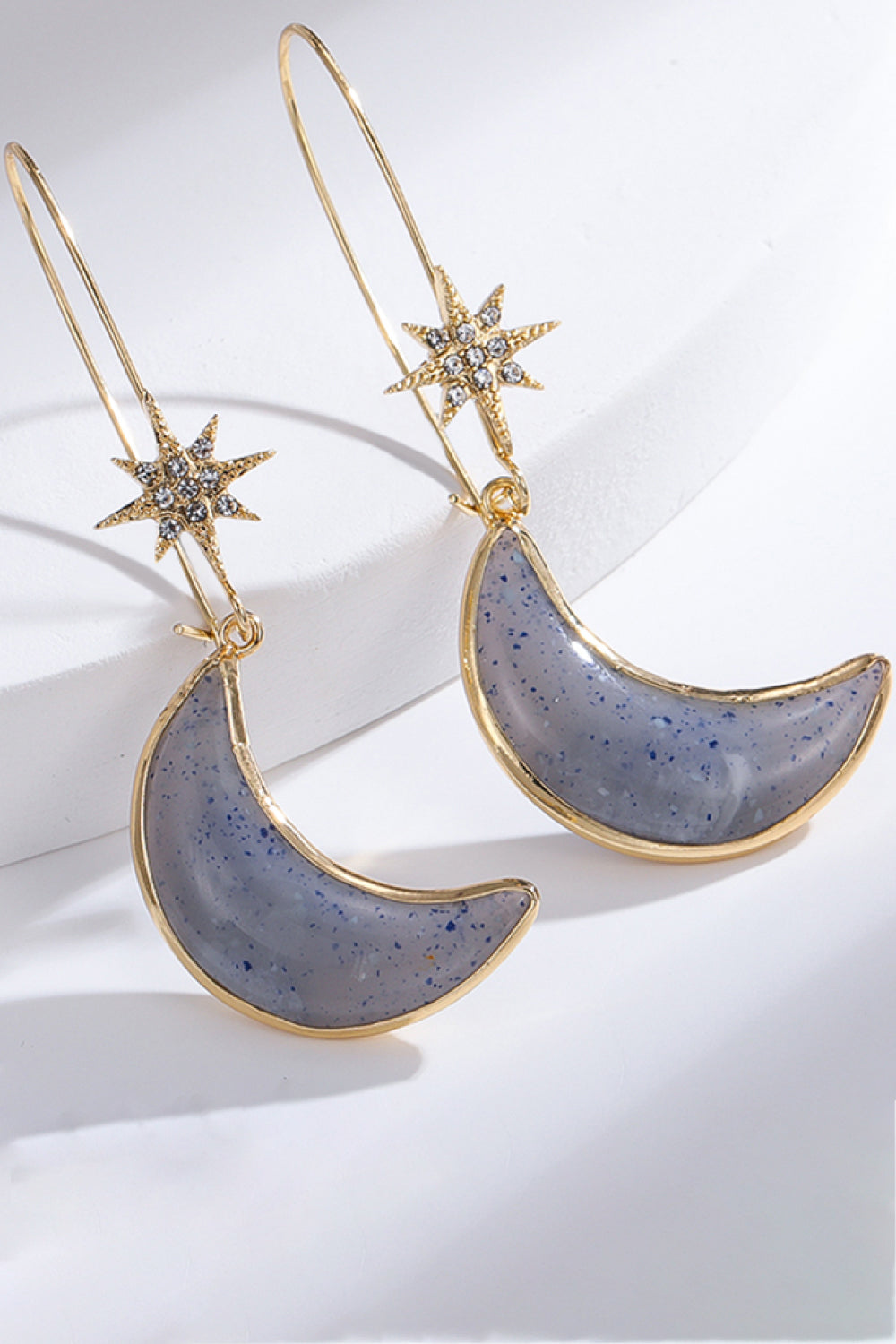 5-Pair Resin Moon Drop Earrings