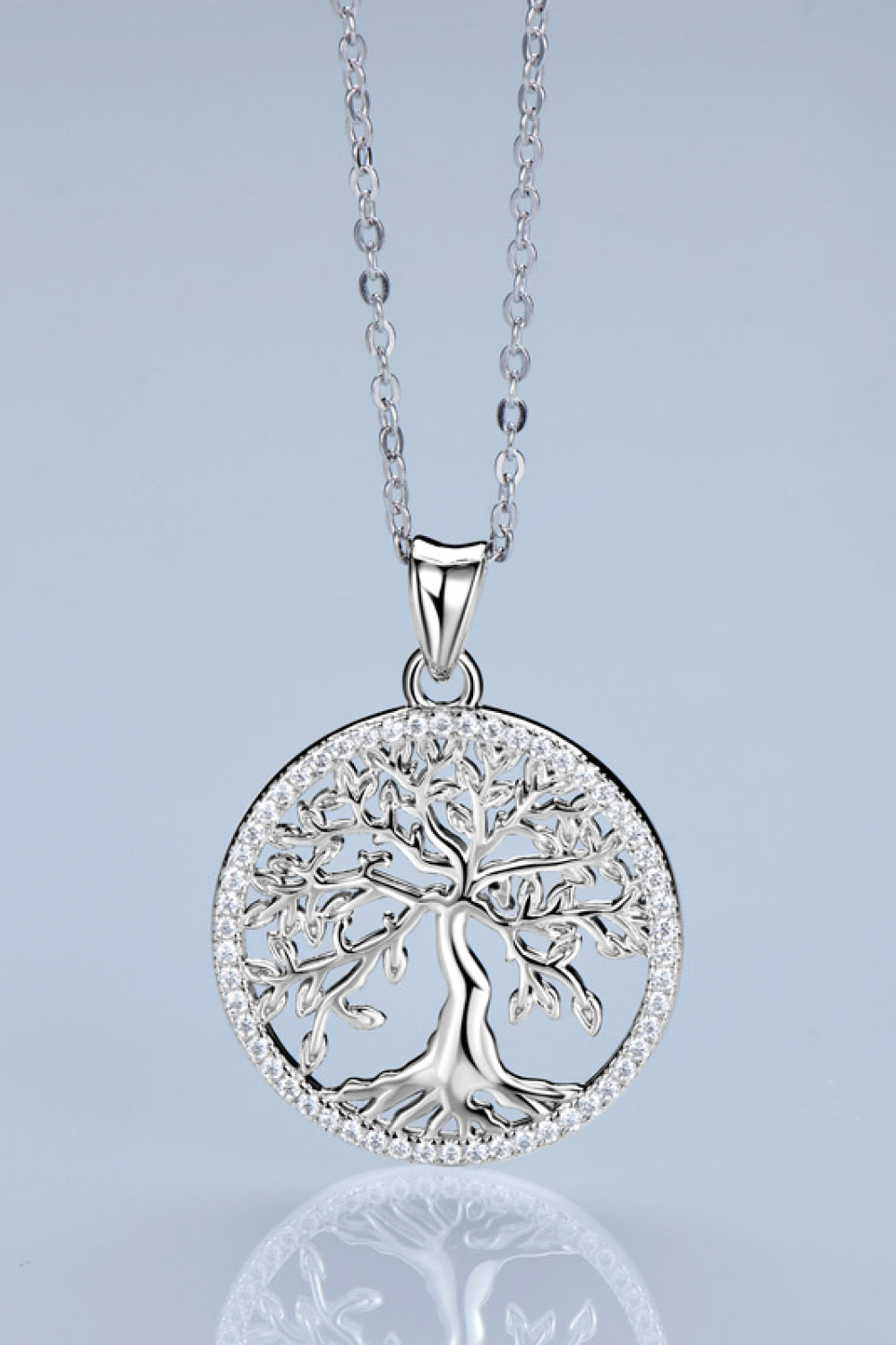 Adored 925 Sterling Silver Moissanite Tree of Life Pendant Necklace