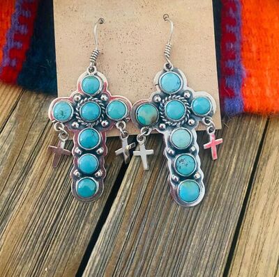 Turquoise Cross Shape Earrings