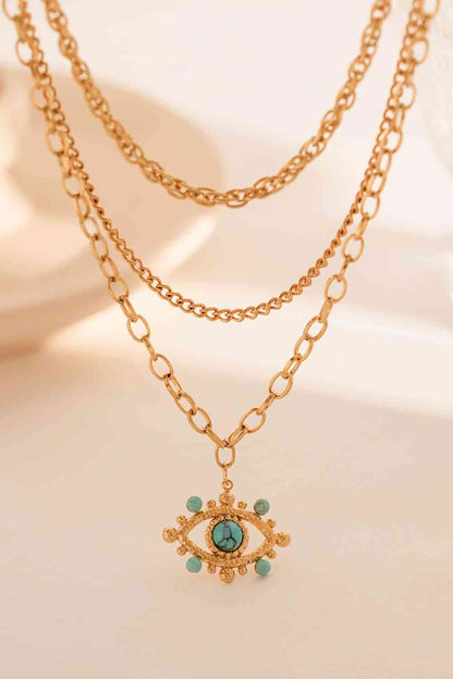 Evil Eye Design Turquoise Pendant Necklace